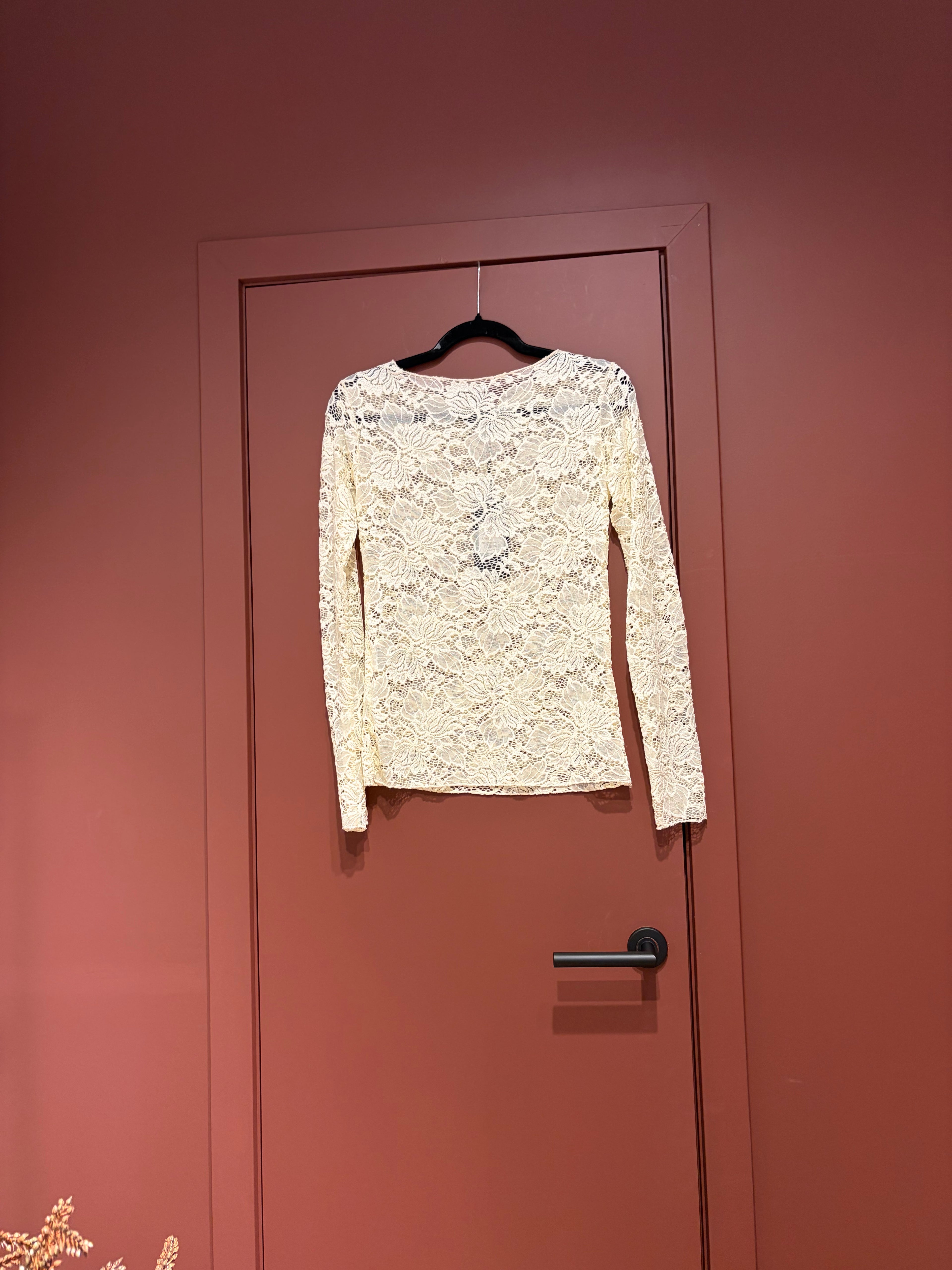 Kanten top - Lacco - Beige