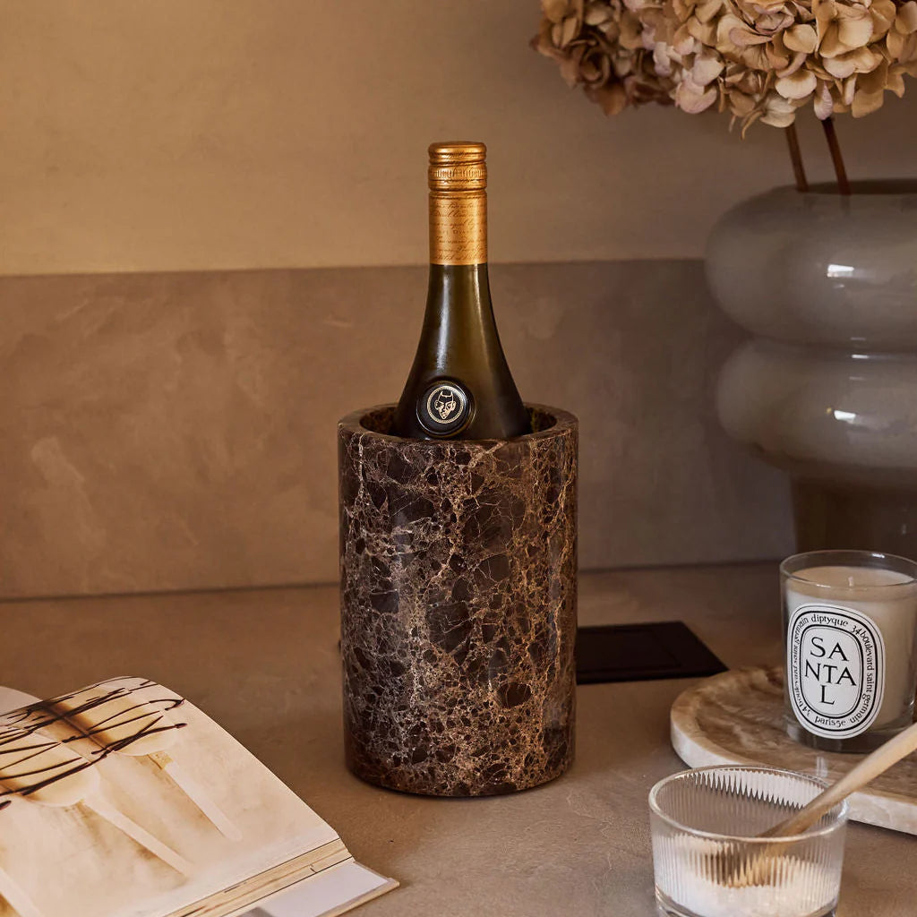 Marmer vaas/wijnkoeler bruin 18x12cm Standaard prijs