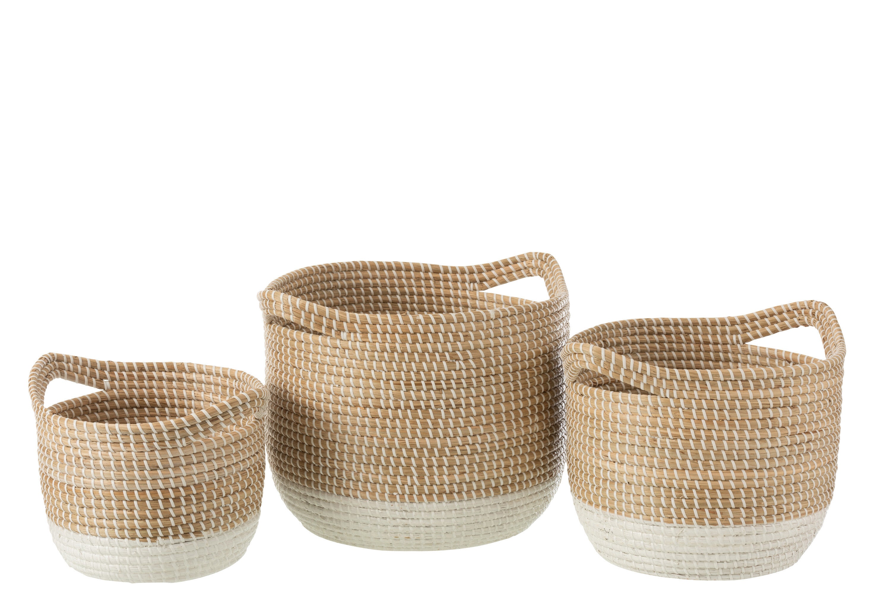 Deze handgevlochten mand van zeegras