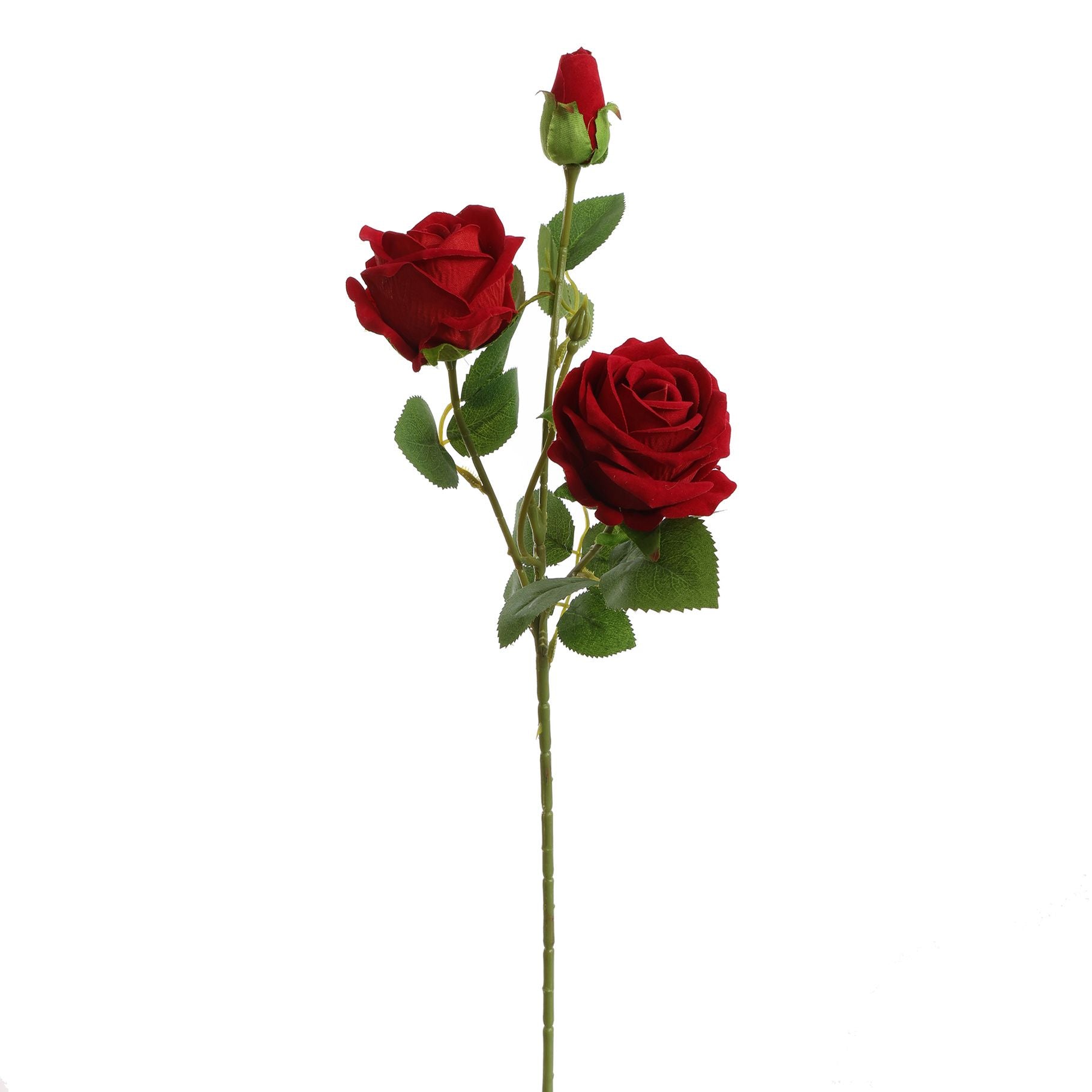 VELVET ROSE SPRAY 55CM RED