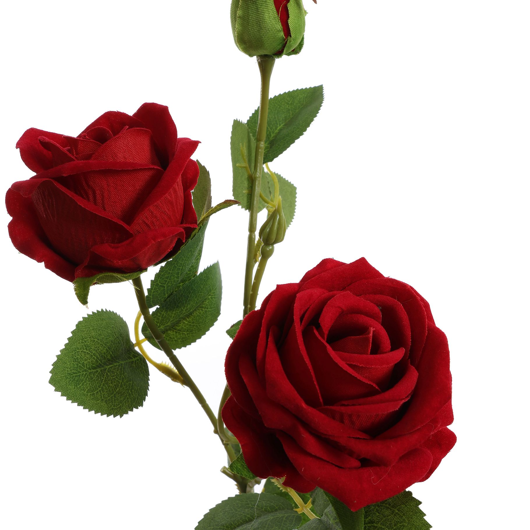 VELVET ROSE SPRAY 55CM RED