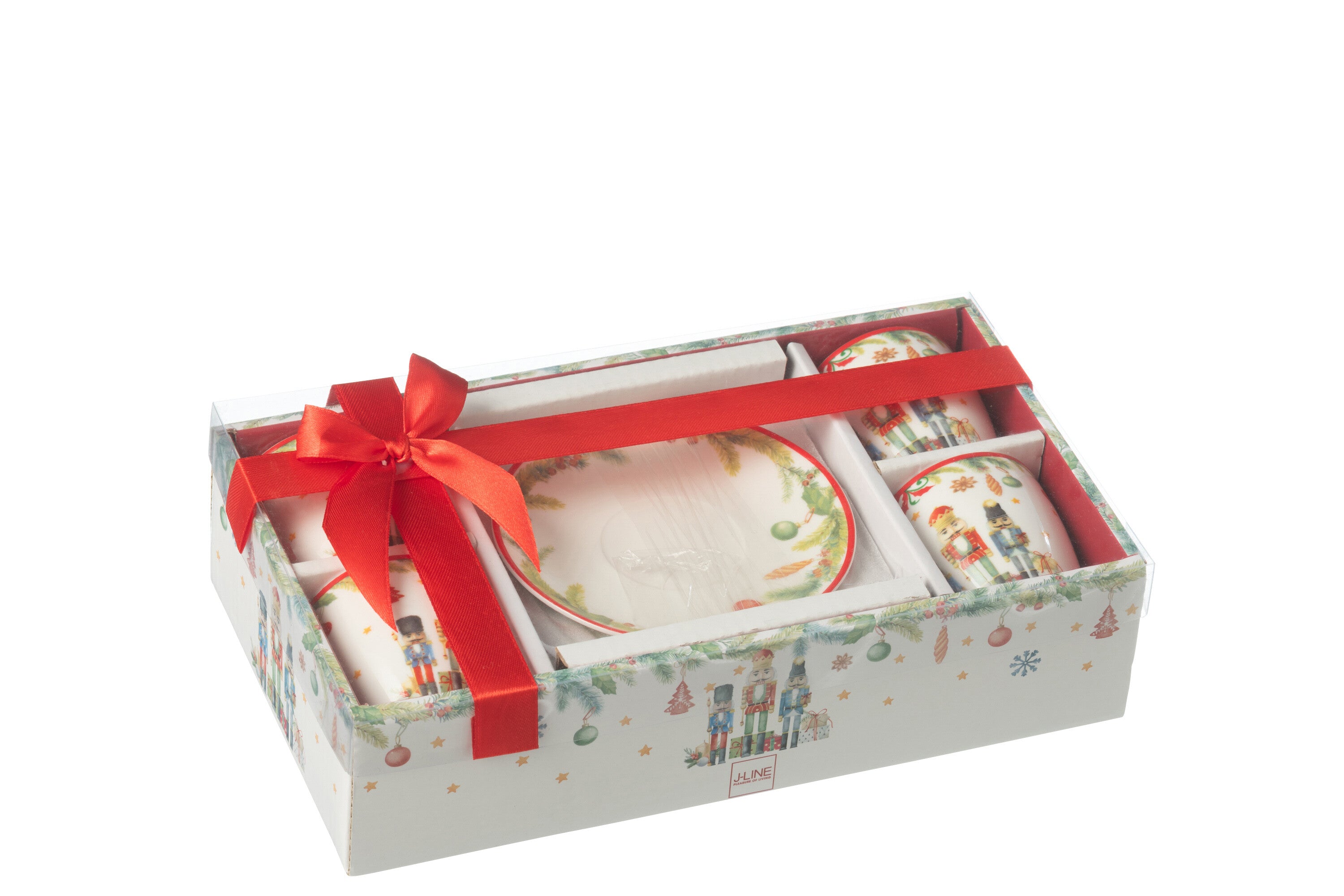 Giftbox 4 Tassen+Bord Notenkraker Keramiek Wit