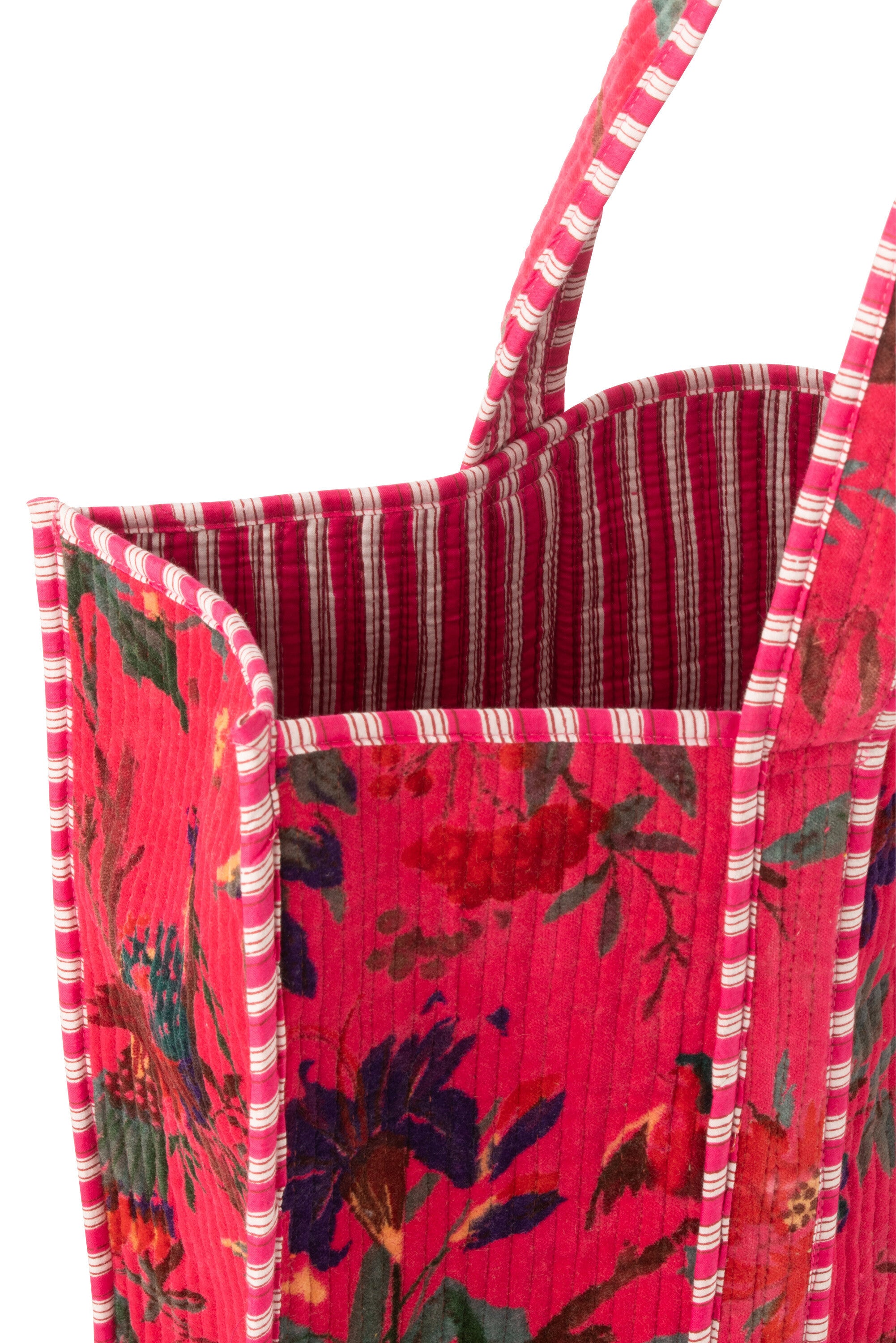 Happy vibes shopper katoenflueel roze