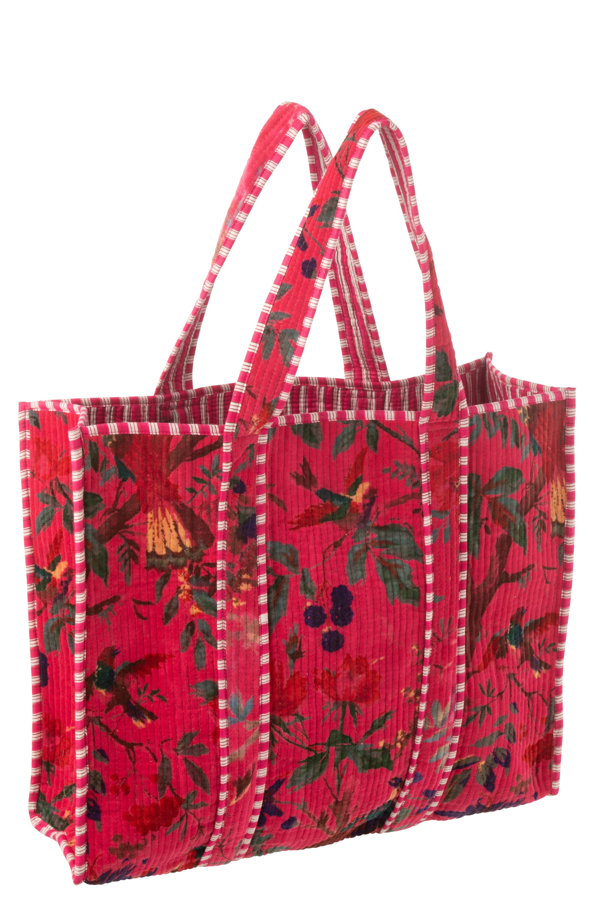 Happy vibes shopper katoenflueel roze