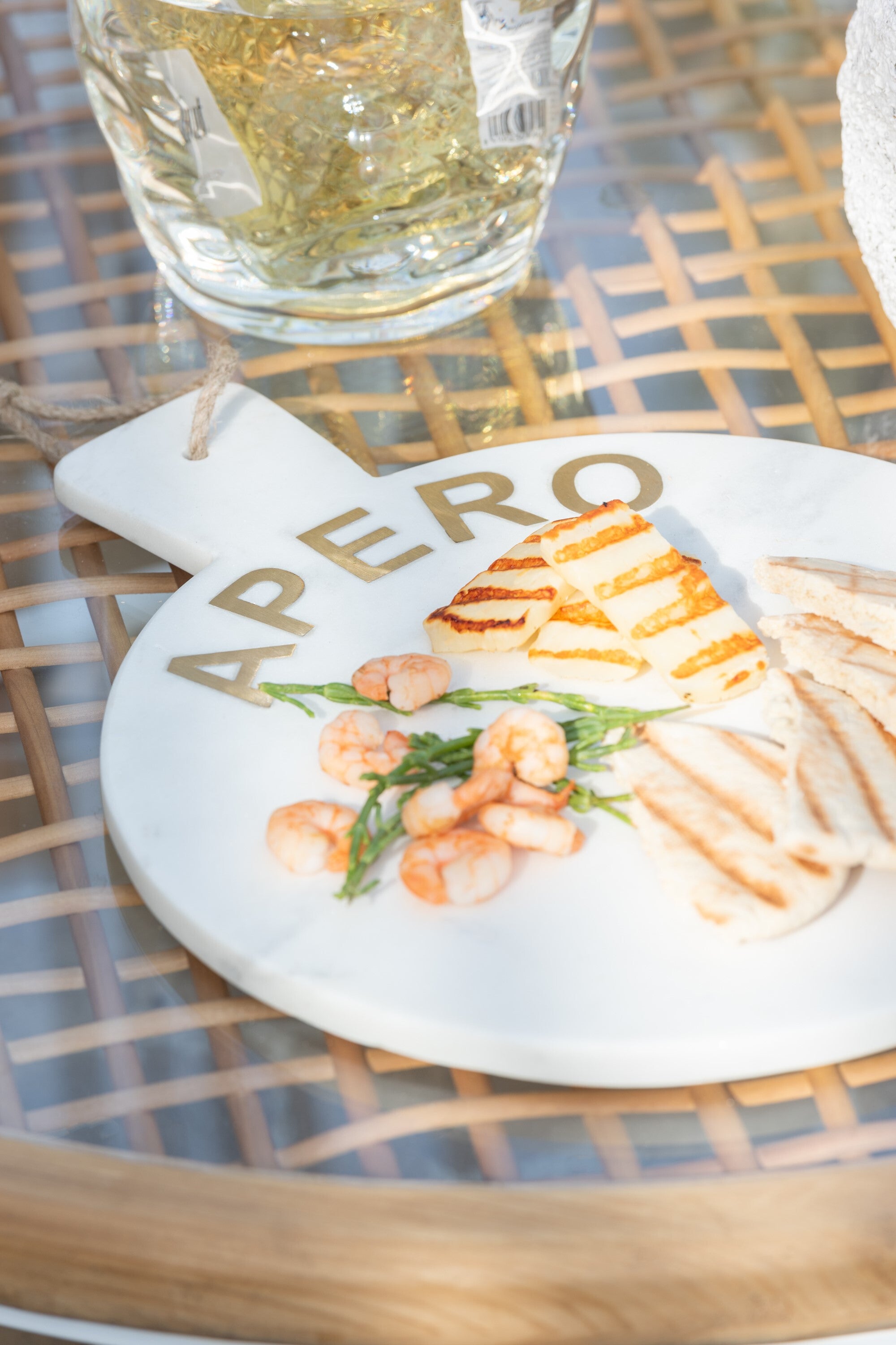 apero plank rond marmer