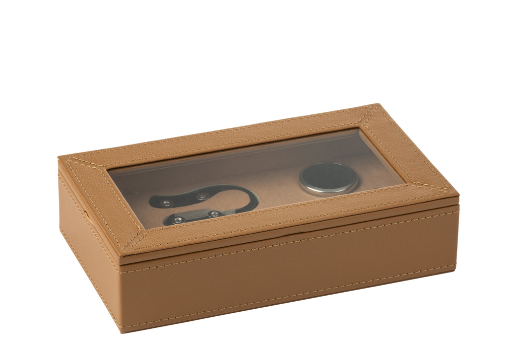 Doos 6 Wijnaccessoires Kunstleder Cognac