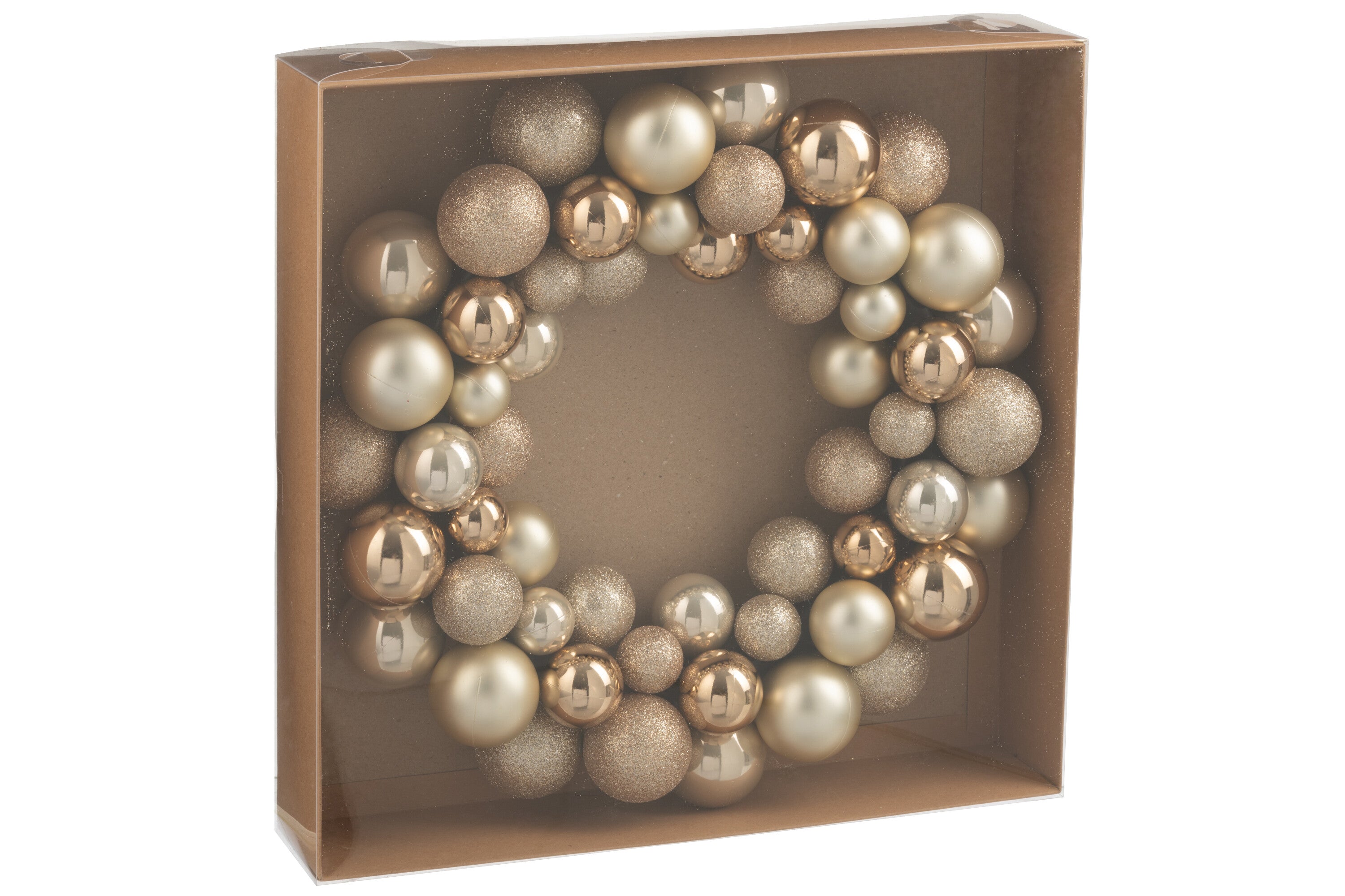 KRANS KERSTBAL PLAST BEI/ECR (35x35x7cm)