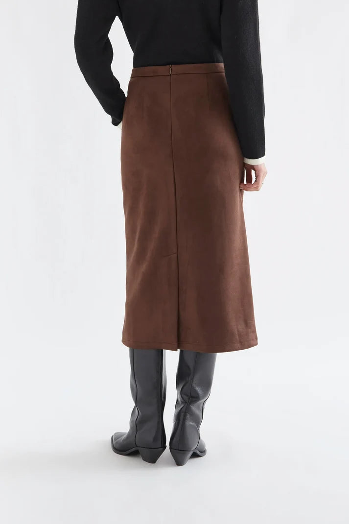 Midi-rok in suèdelook – bruin