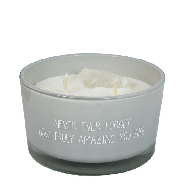 kaars met bergkristal - you are amazing