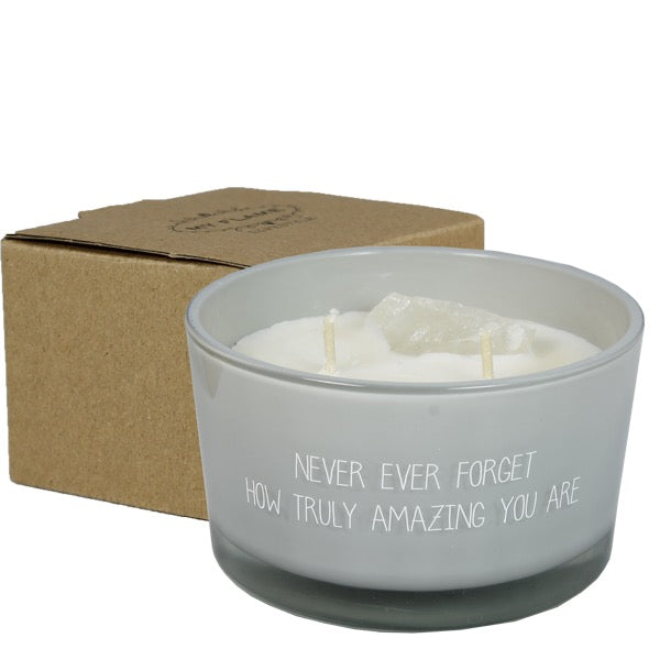 kaars met bergkristal - you are amazing