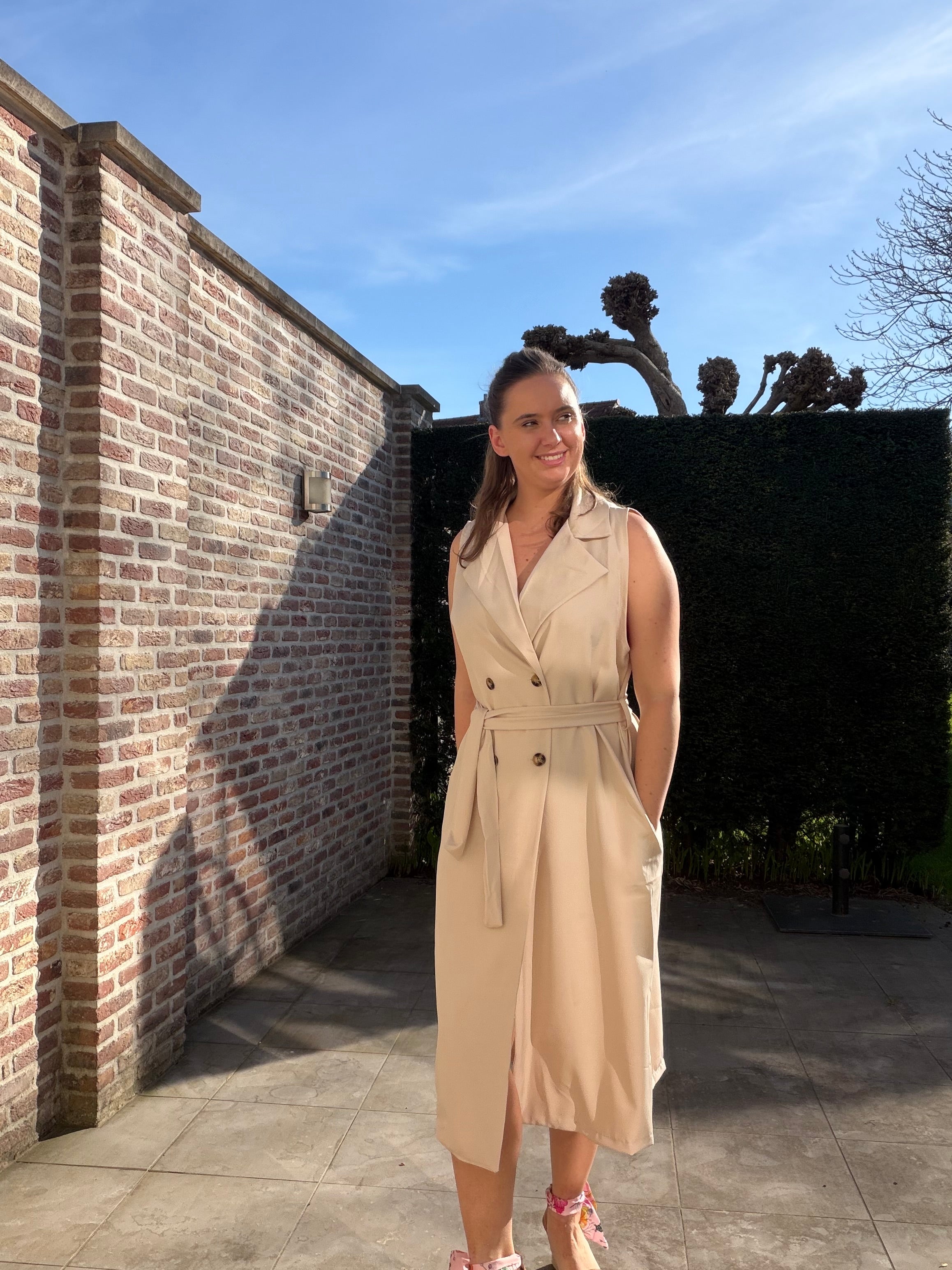Mouwloze trenchjurk- blauw