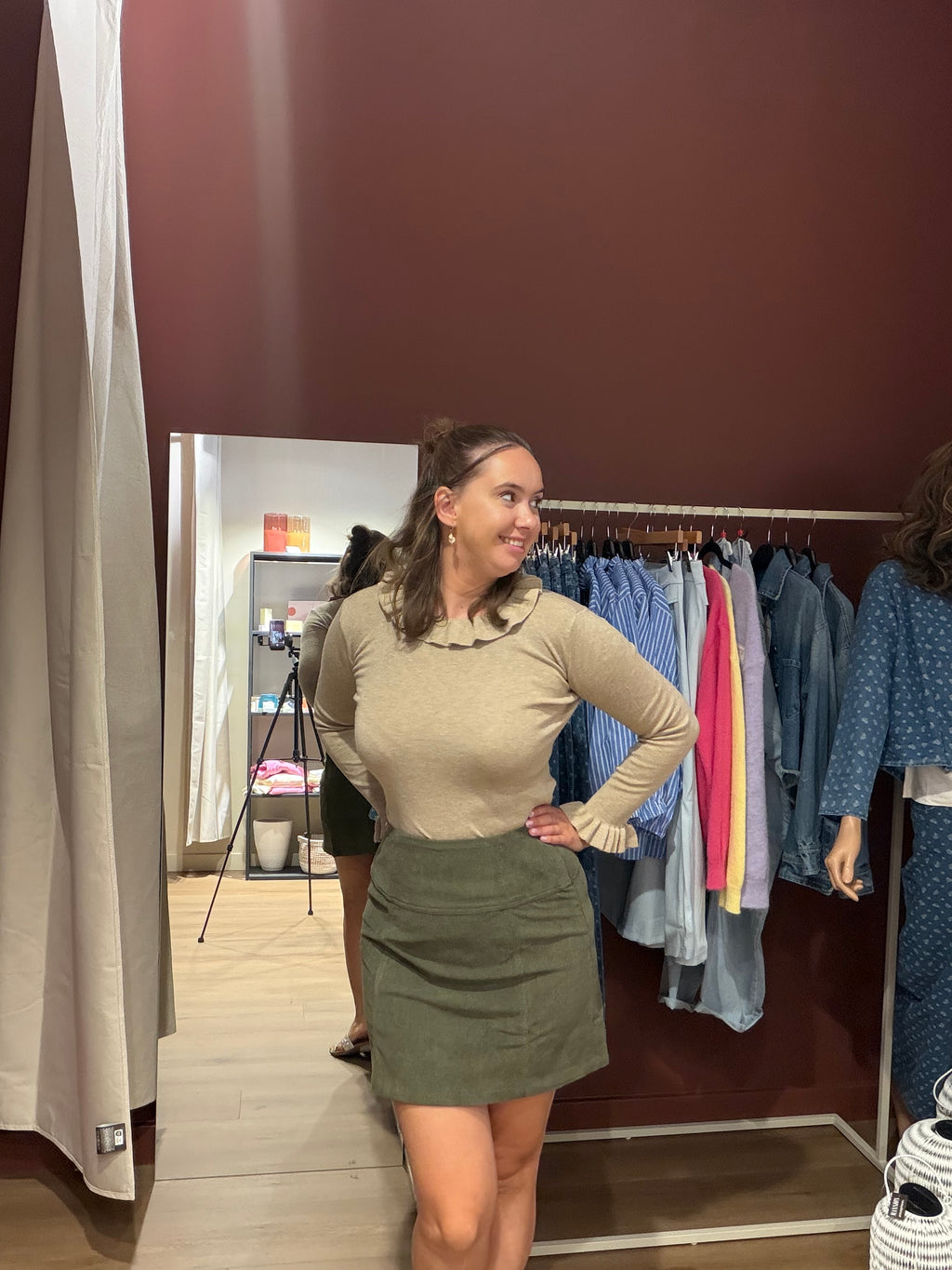 Groene corduroy rok