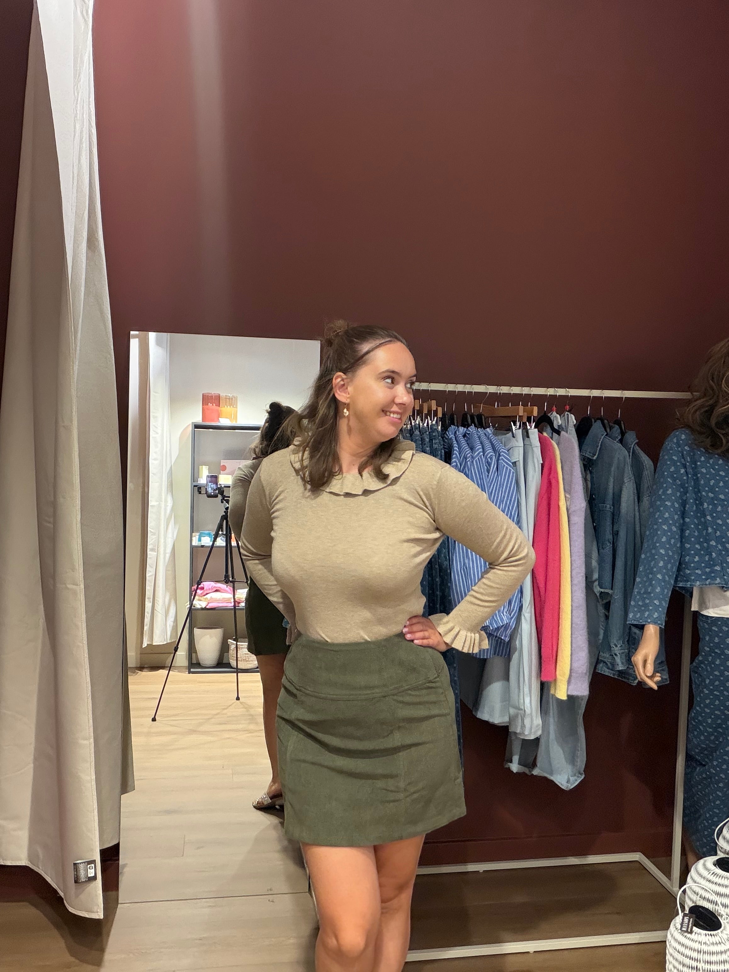 Groene corduroy rok