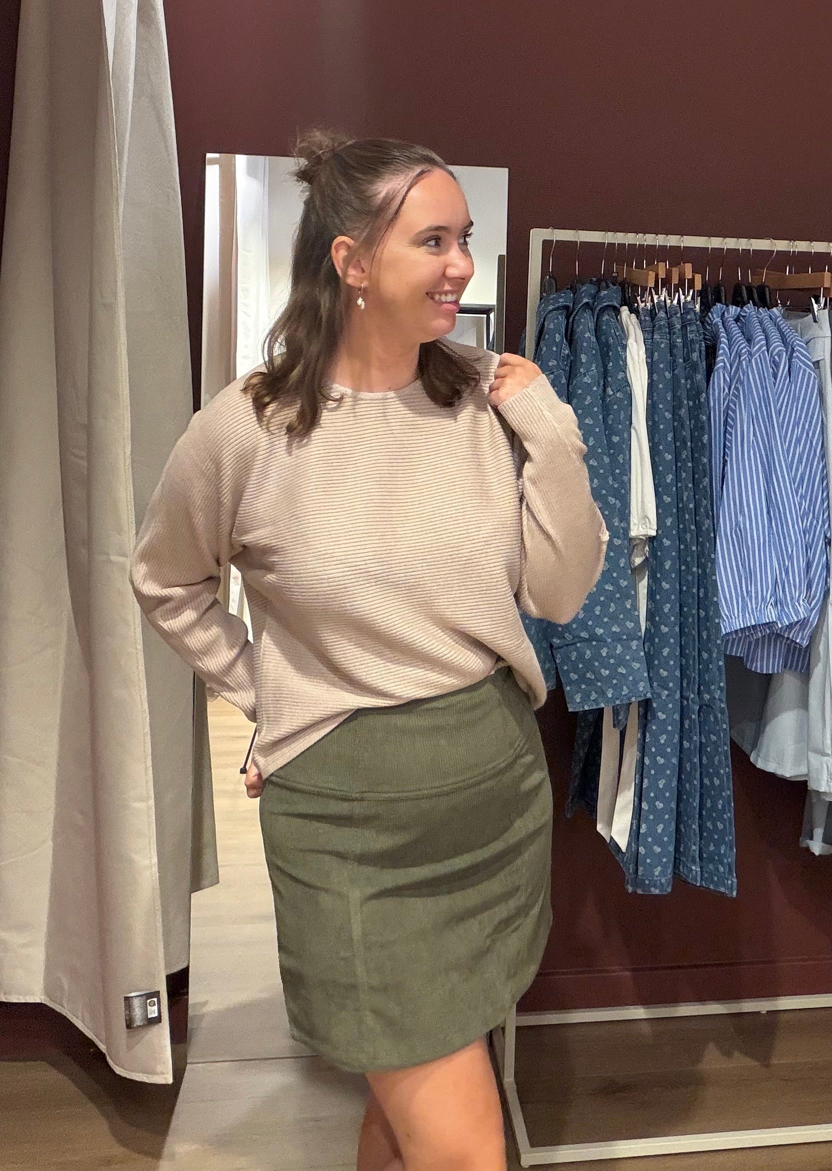 Groene corduroy rok