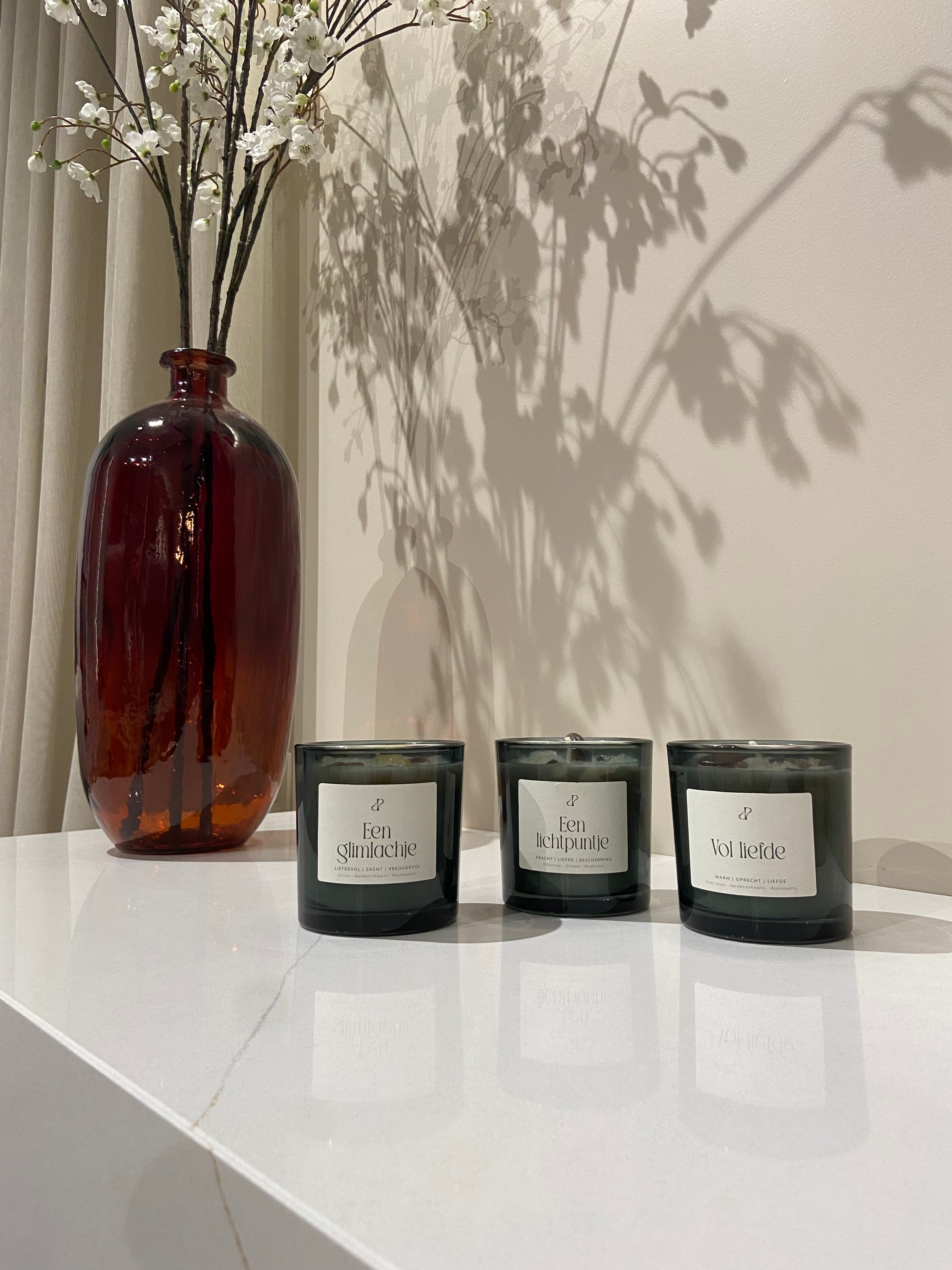 Vol liefde - geurkaars met edelstenen