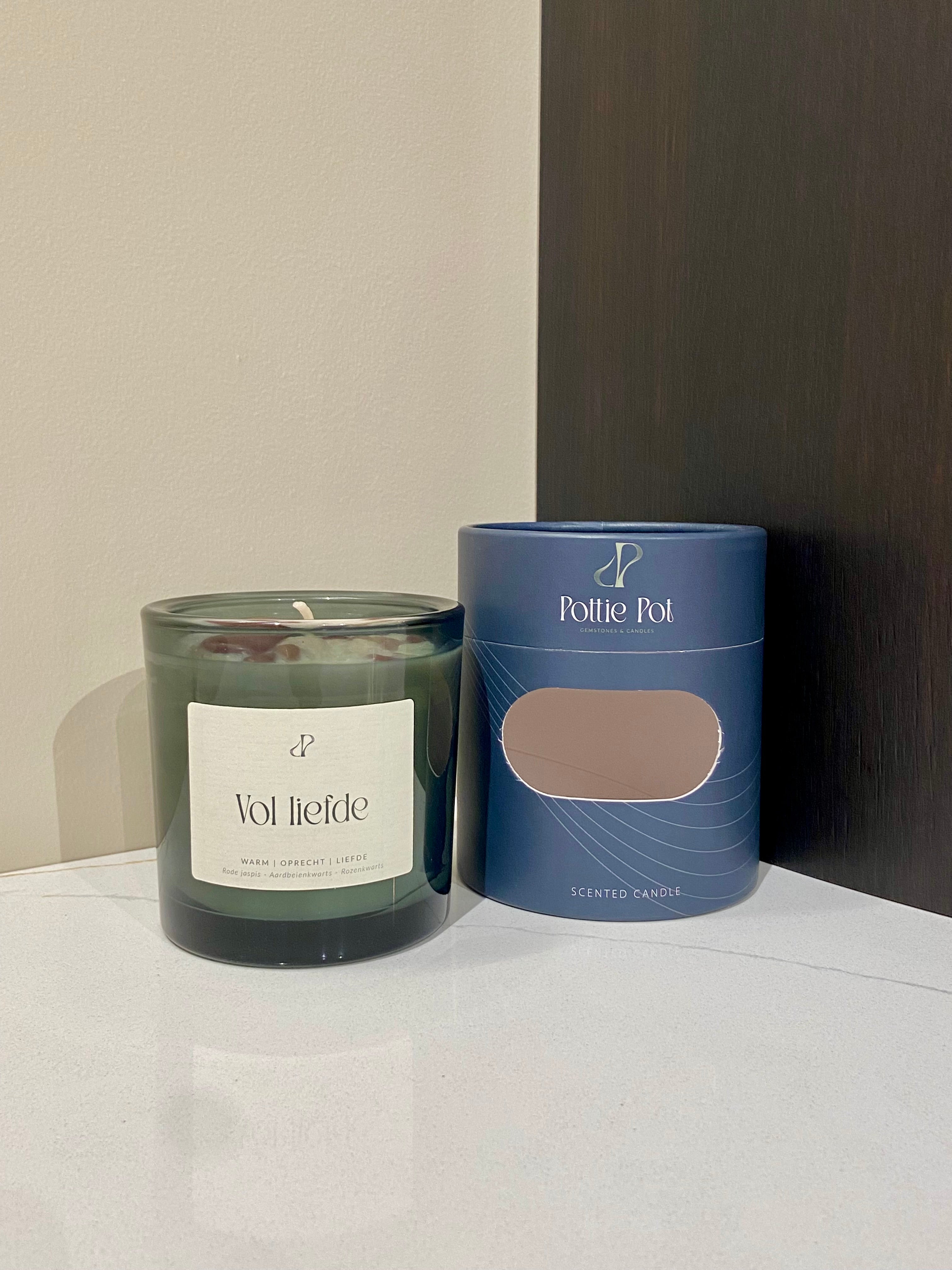 Vol liefde - geurkaars met edelstenen