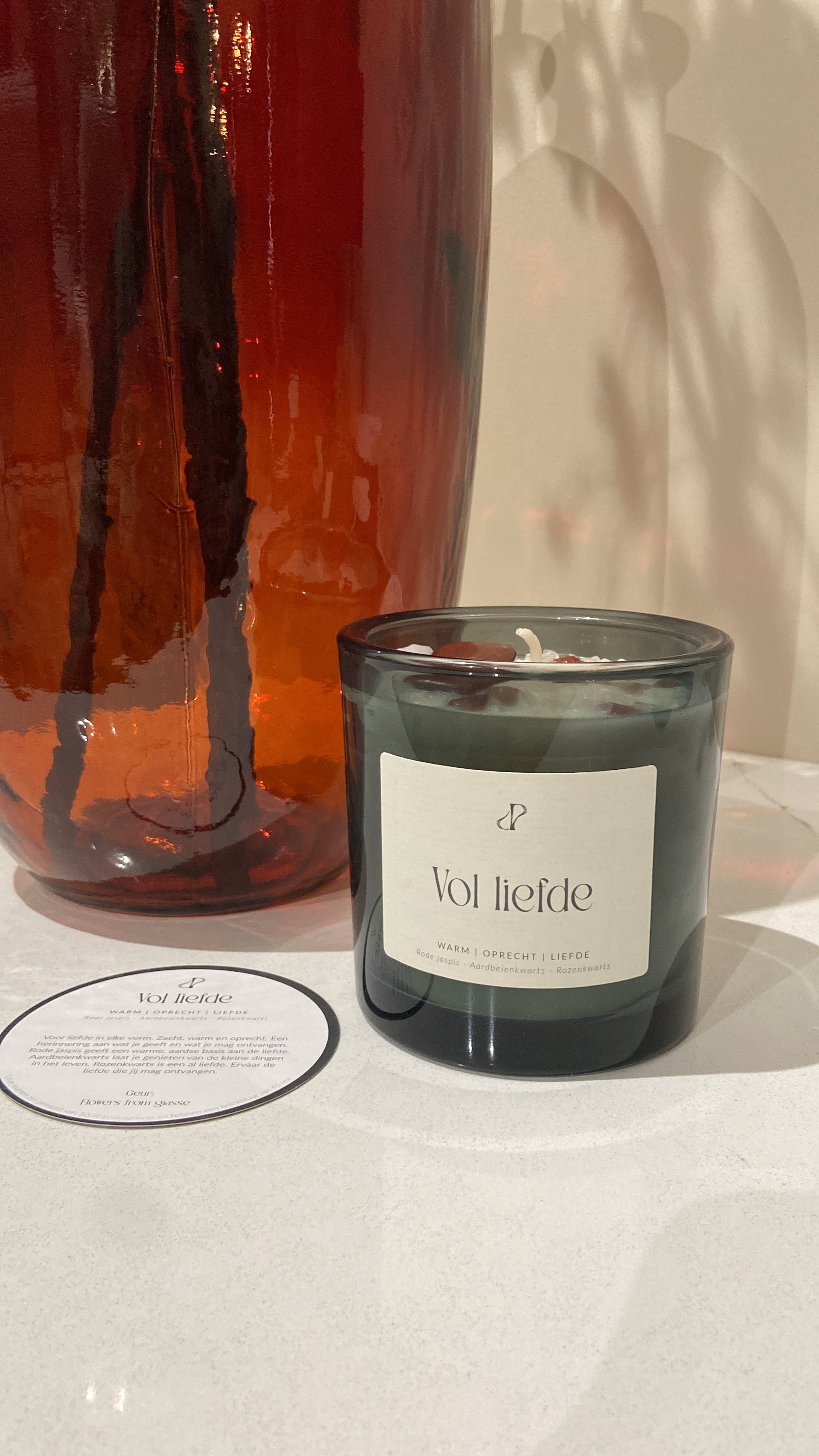 Vol liefde - geurkaars met edelstenen