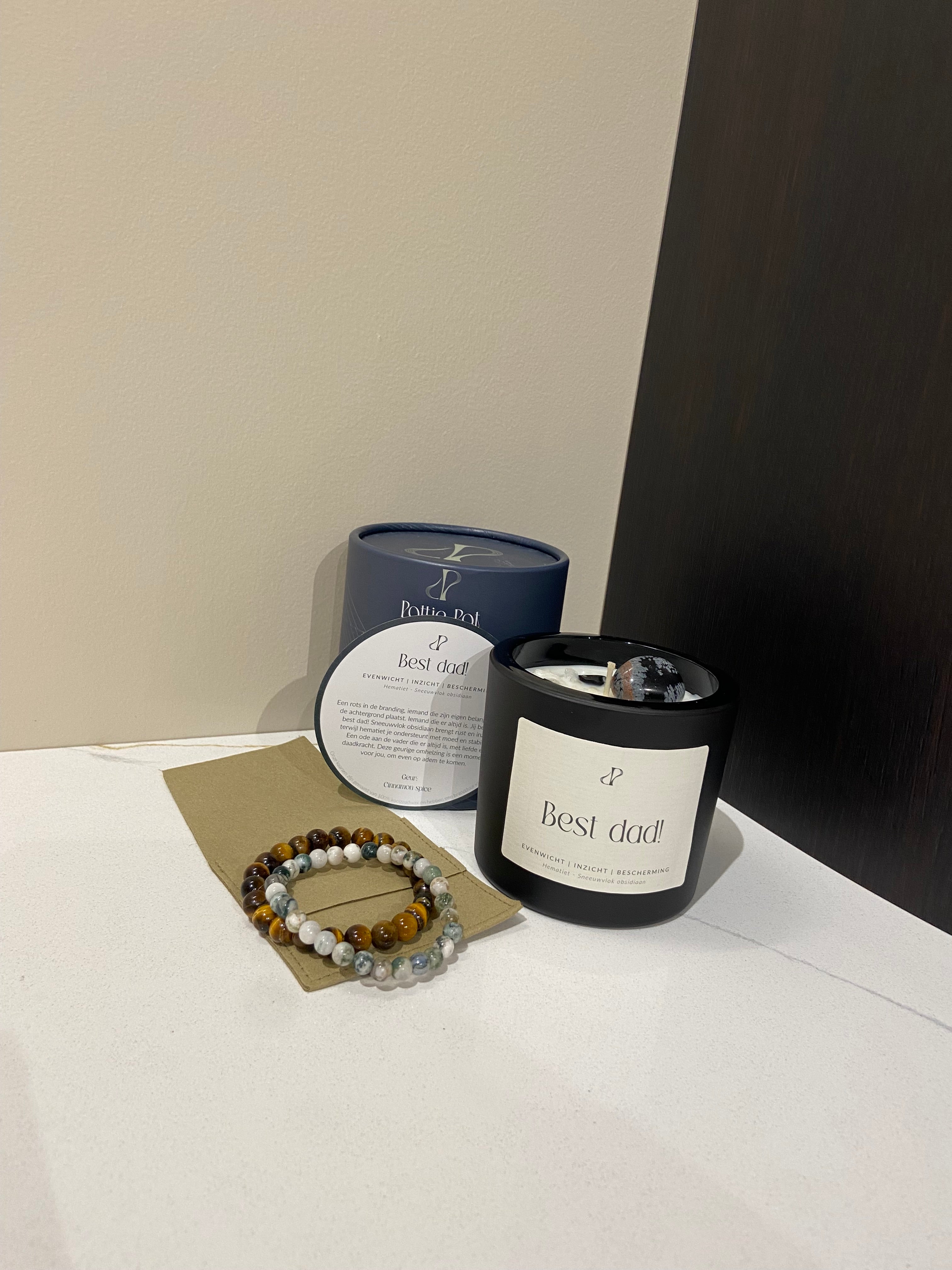 Best Dad - geurkaars met edelstenen