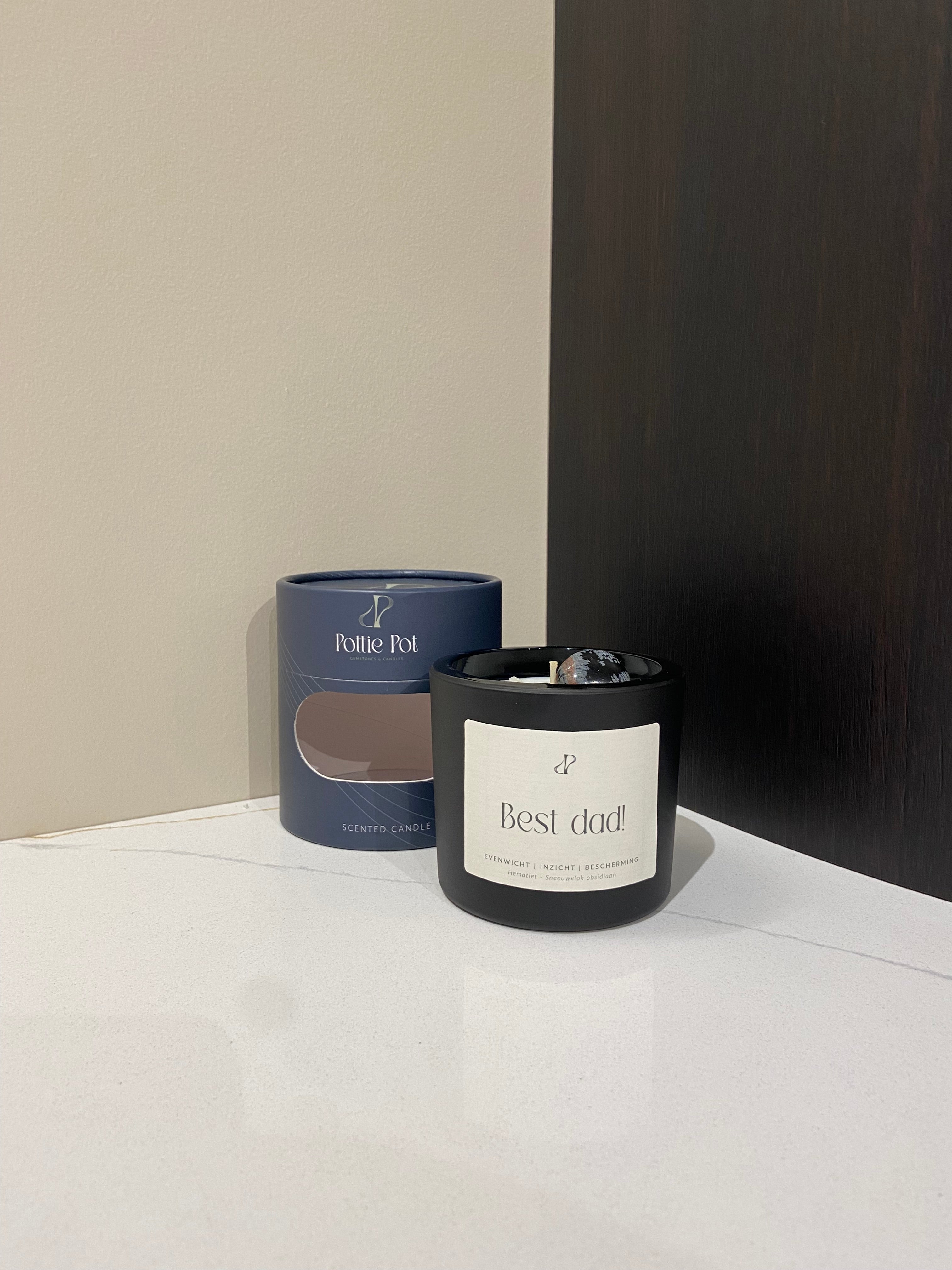 Best Dad - geurkaars met edelstenen