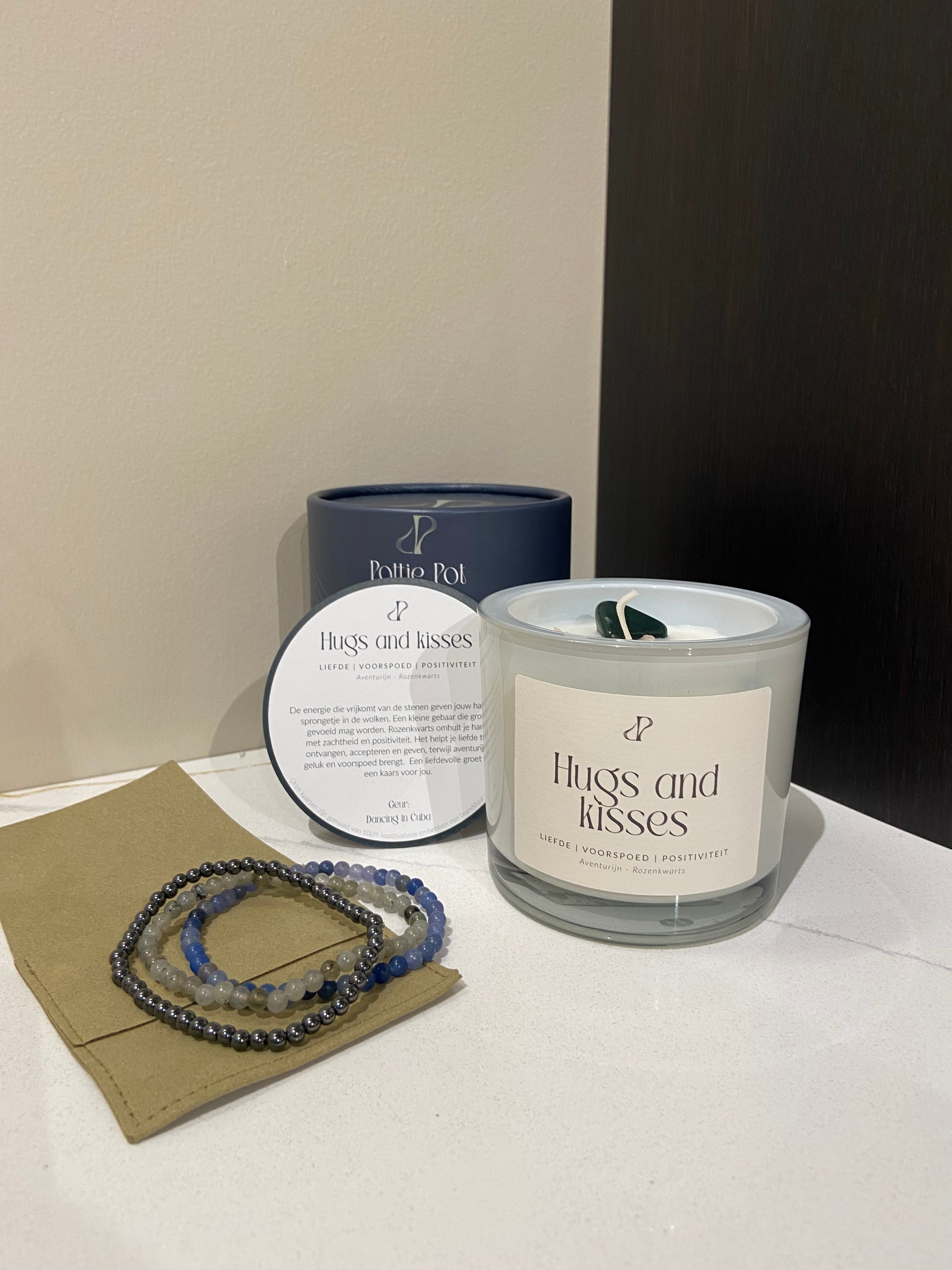 Hugs and kisses - geurkaars met edelstenen