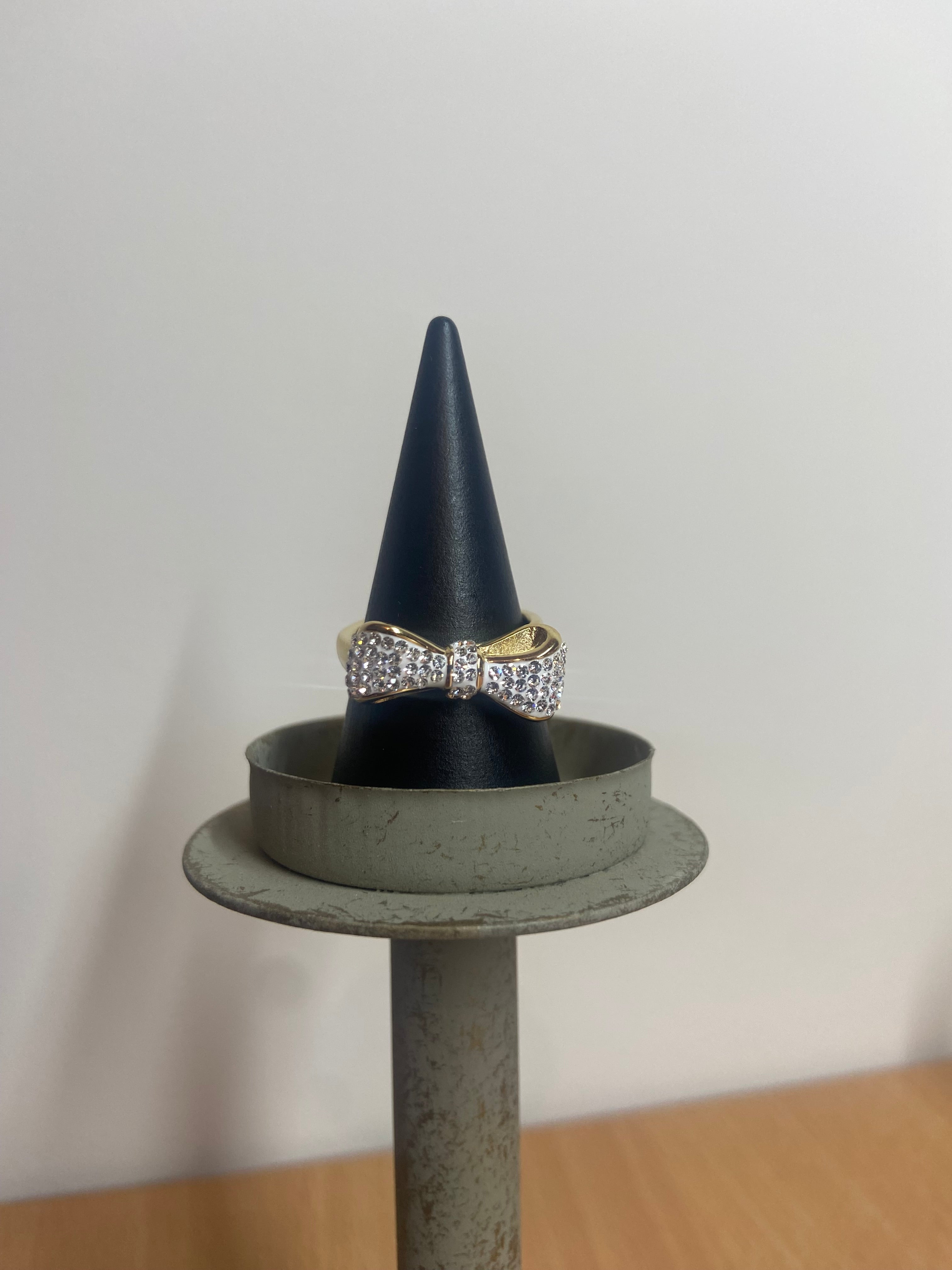 Gouden ring met strik - zirkonia