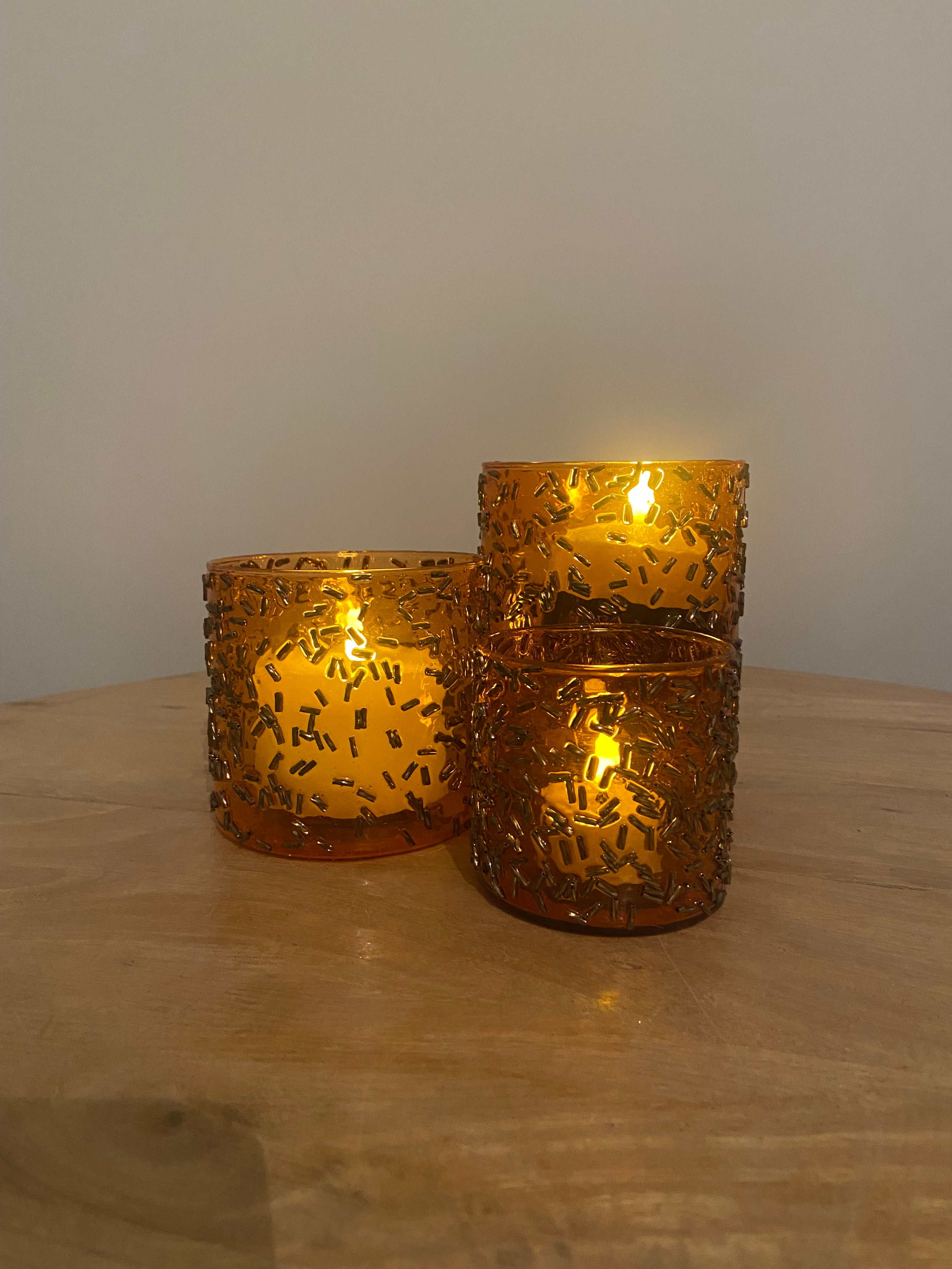 Glass cilinder orange sprinkle