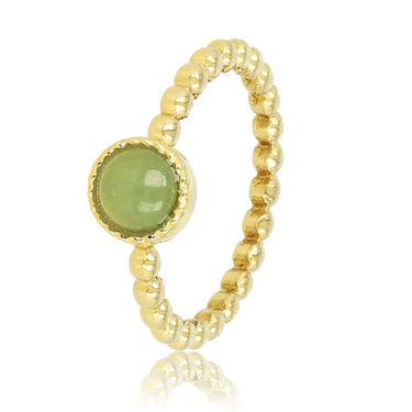 Green Aventurine Ring met Bolletjes - Goudkleurig & Groen