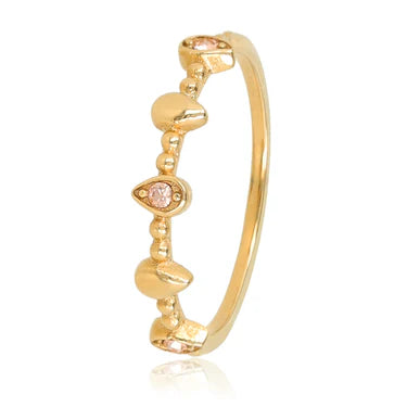 Aanschuifring met Zirkonia Stenen - Goudkleurig & Champagne