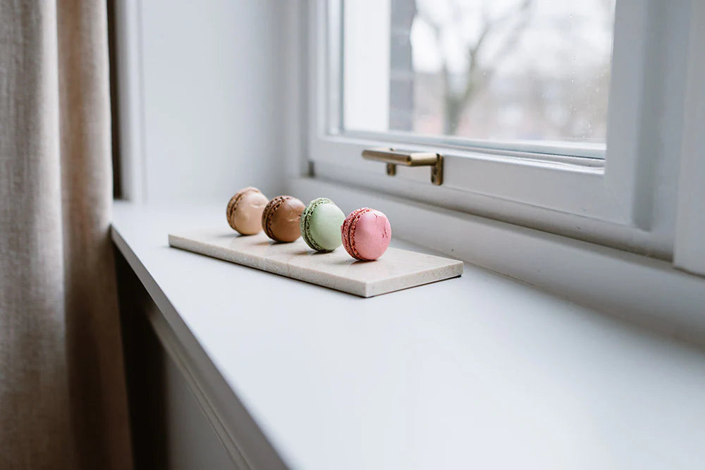 Marmer dienblad rechthoek S beige 10x25cm