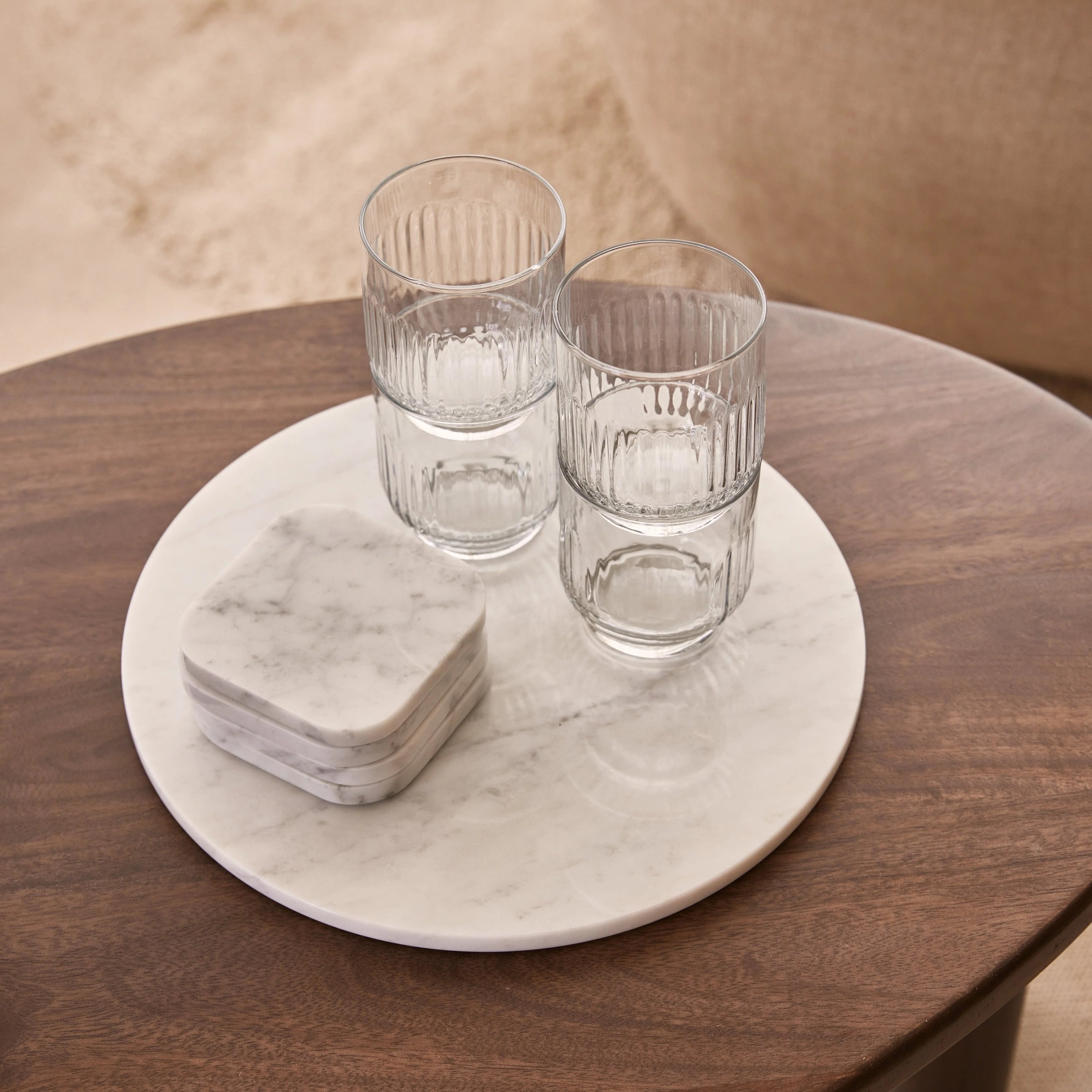 Onderzetter marmer - organisch - wit set van 4 stuks - 10x10x1cm