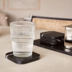 Onderzetter marmer - organisch - zwart set van 4 stuks - 10x10x1cm