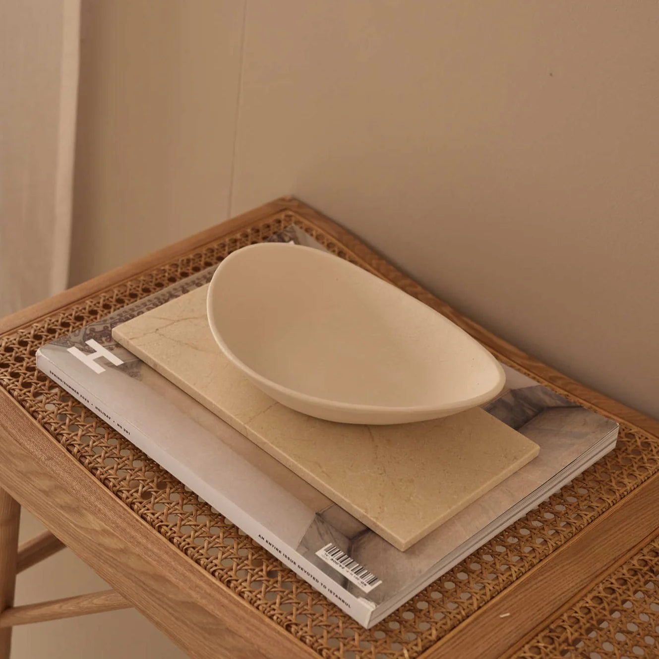 Marmer dienblad rechthoek M beige 15x30cm