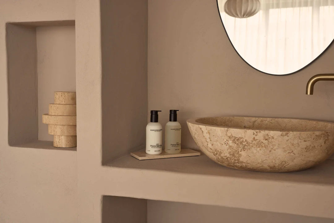 Marmer dienblad rechthoek S beige 10x25cm