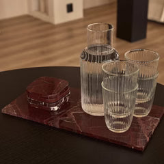 Marmer onderzetters - organisch - rood - set van 4 stuks - 10x10x1cm