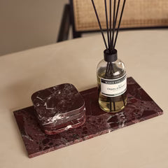 Marmer onderzetters - organisch - rood - set van 4 stuks - 10x10x1cm