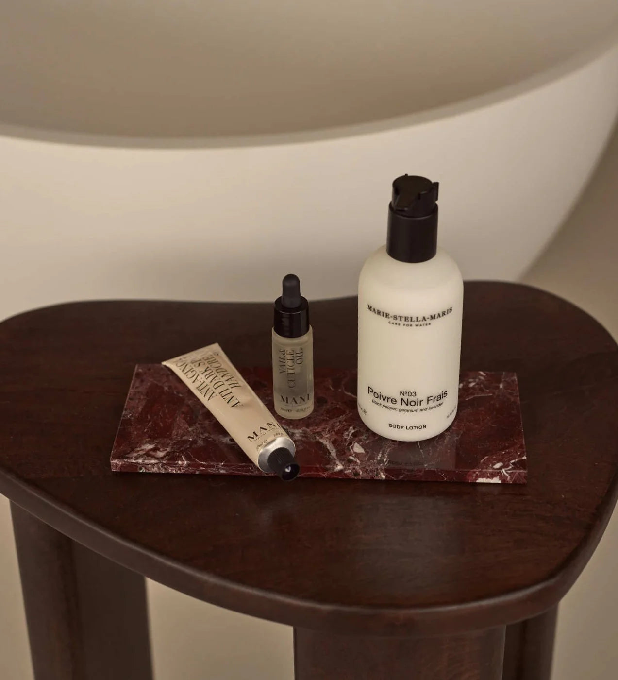 Marmer dienblad rechthoek S rood 10x25cm