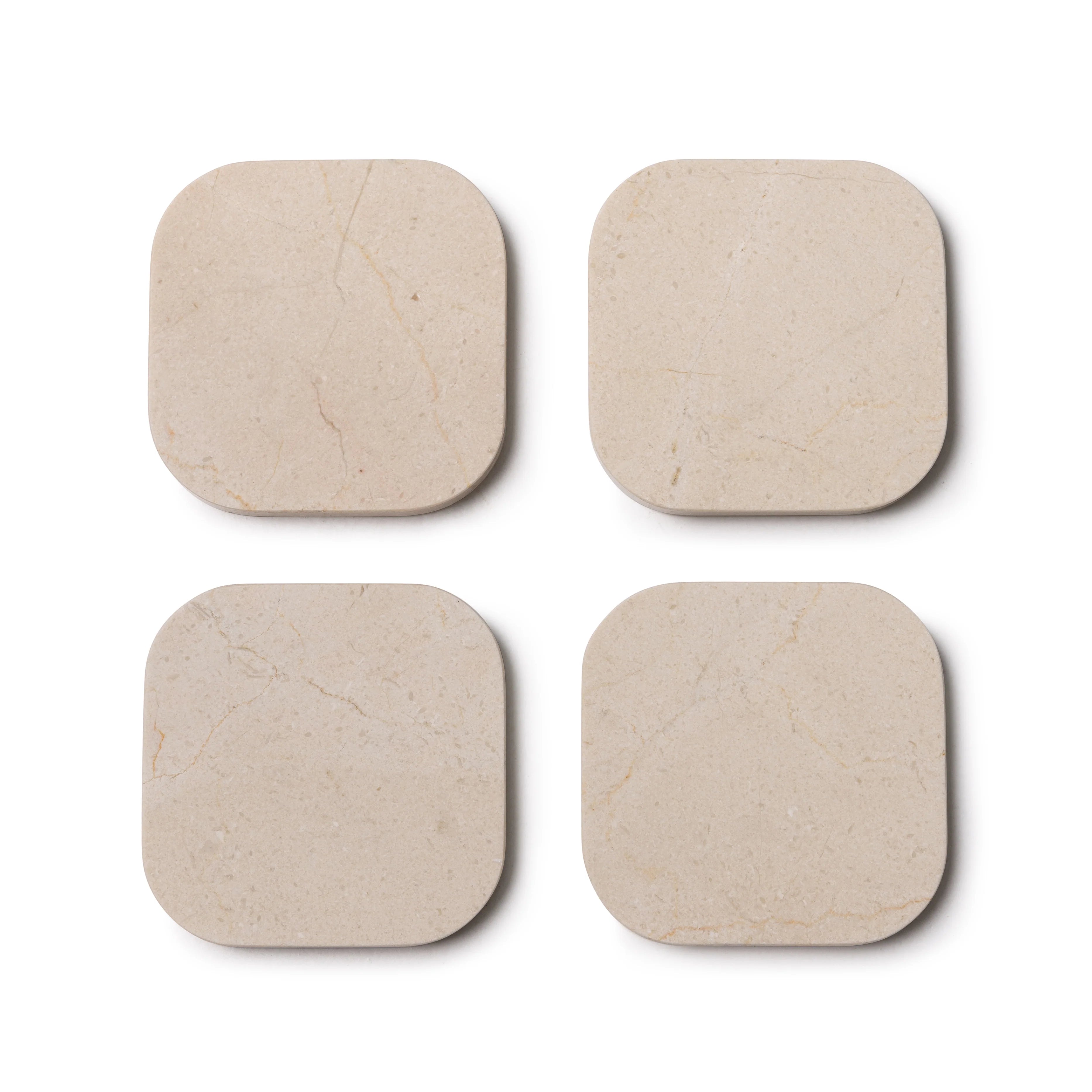 Onderzetter marmer - organisch - beige set van 4 stuks - 10x10x1cm
