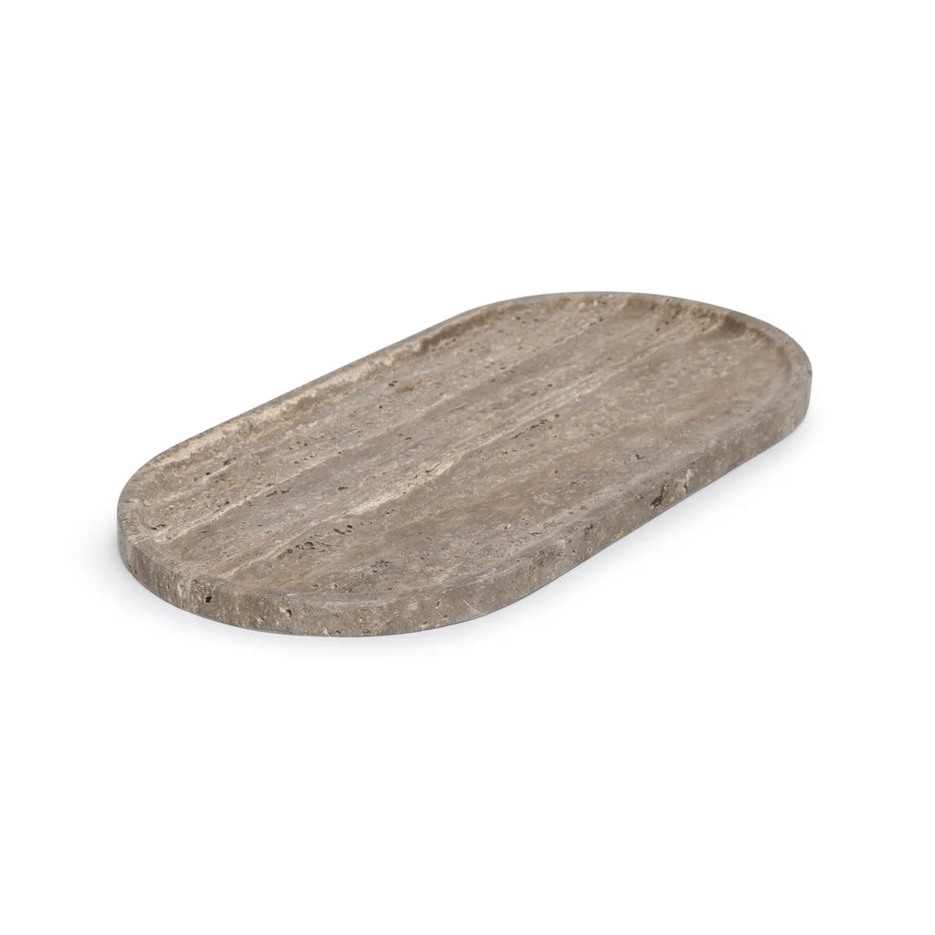 Marmer tray ovaal 40x20cm Titanium travertine