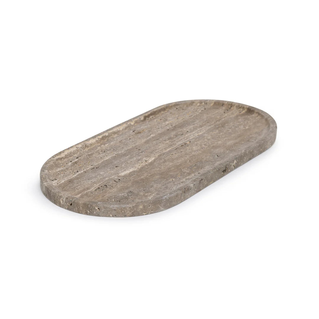 Marmer tray ovaal 40x20cm Titanium travertine
