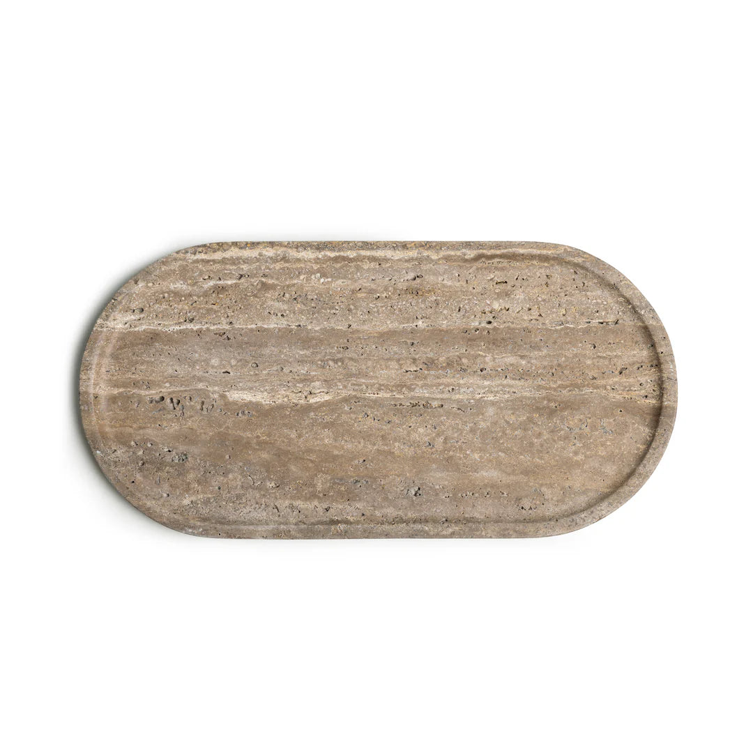 Marmer tray ovaal 40x20cm Titanium travertine