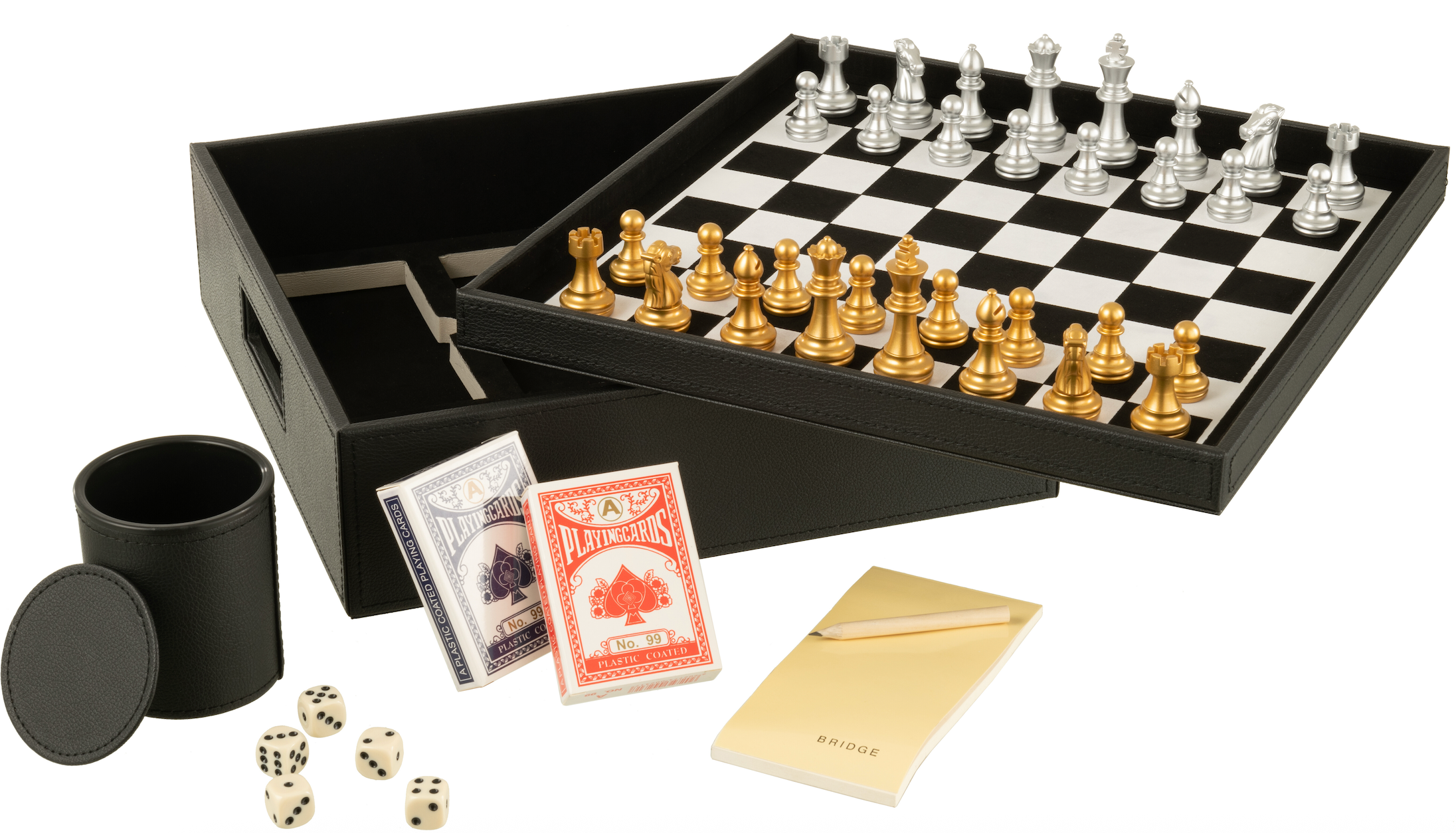 DOOS KAARTL/SCHAAK KUNSTLED ZW (35x35x10cm)