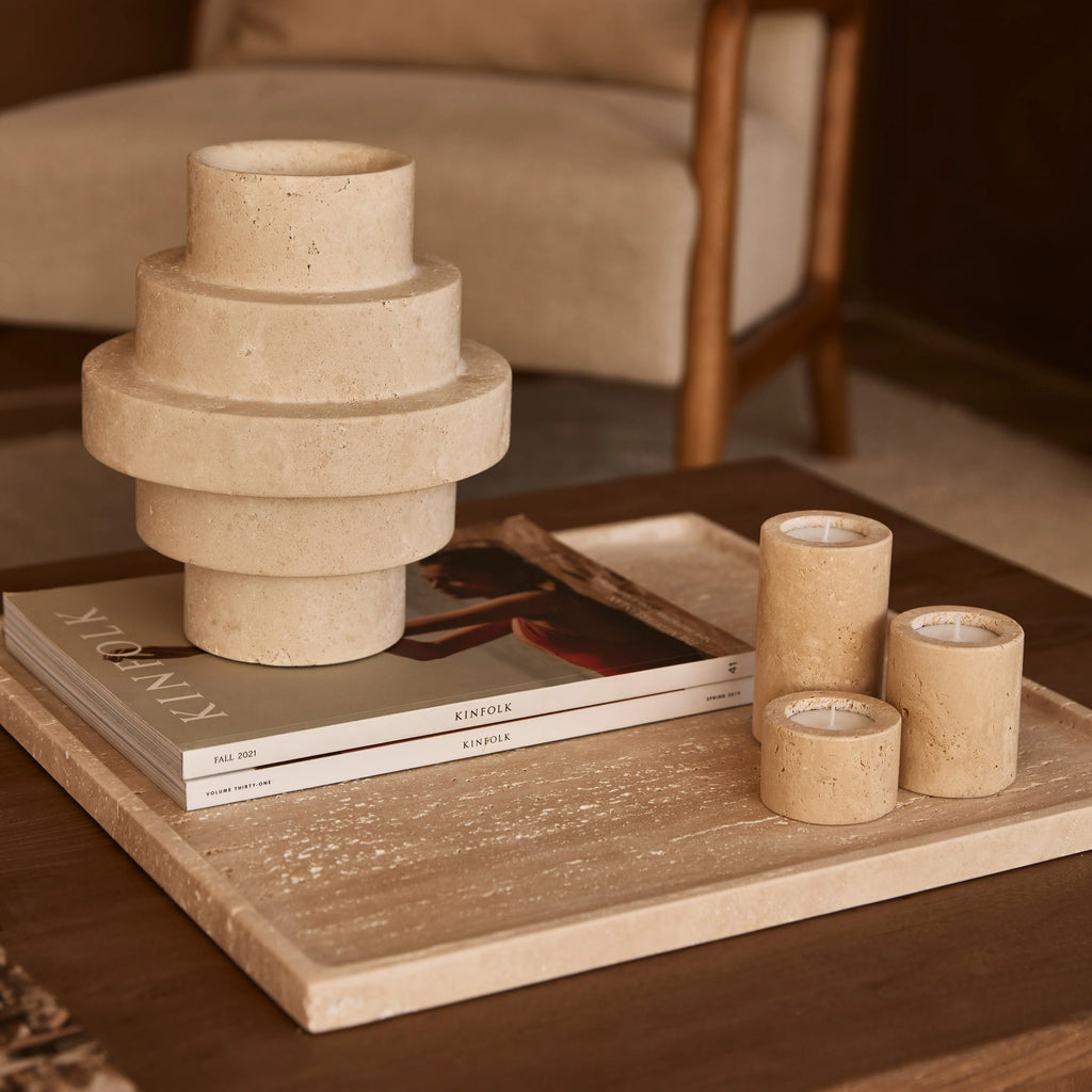 Travertine dienblad tray 45x45cm