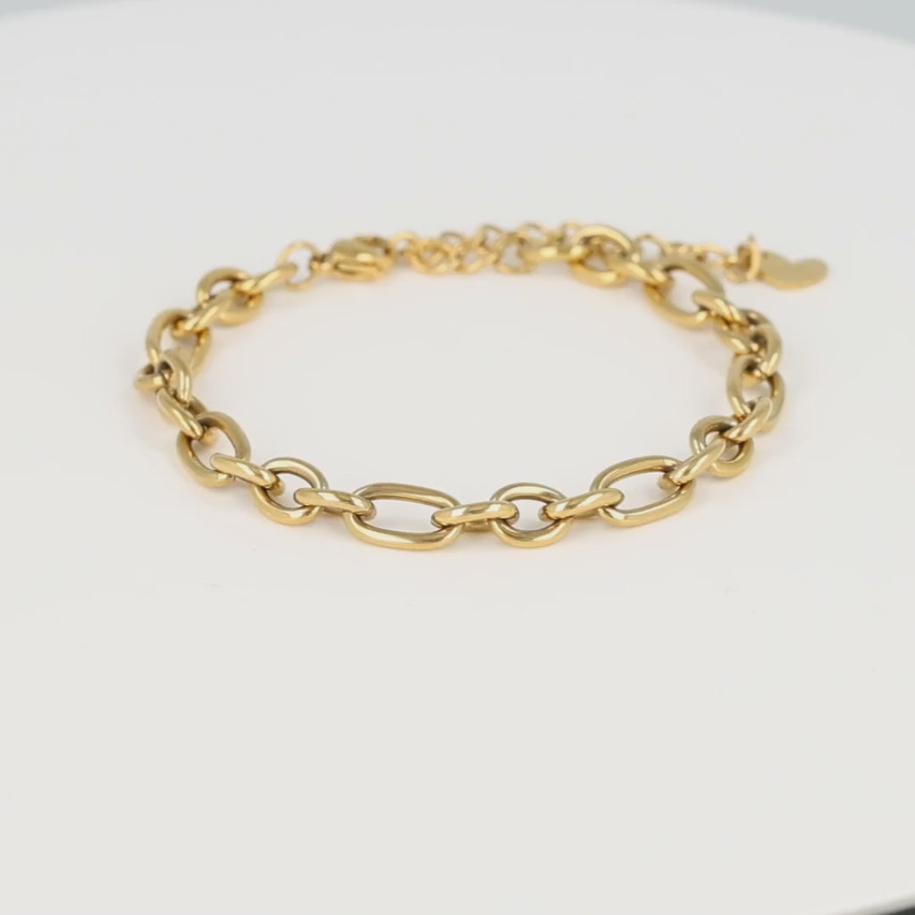Gouden armband met Ronde en Ovale Schakels - Stainless Steel