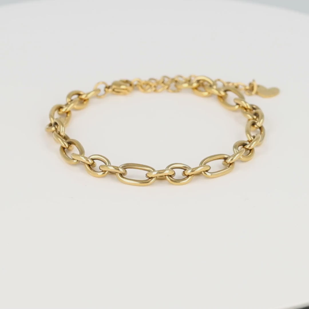 Gouden armband met Ronde en Ovale Schakels - Stainless Steel