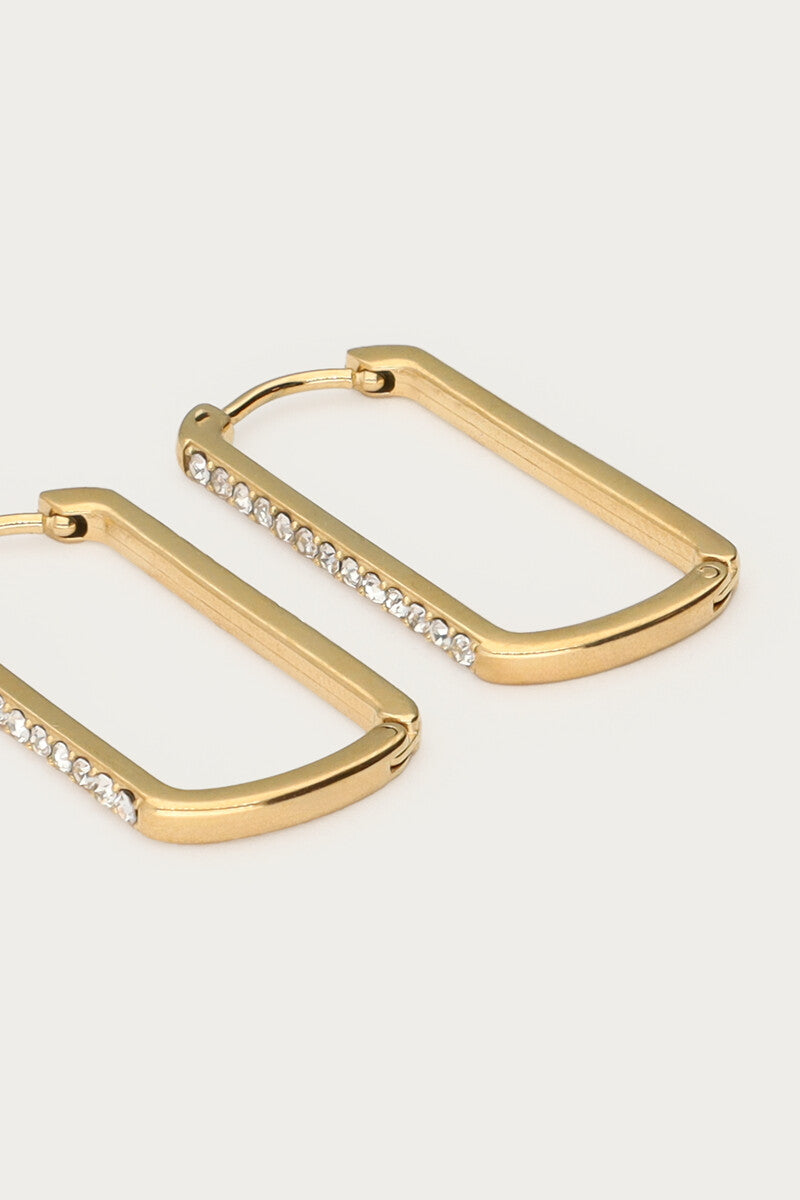 Earring square strass hoop big