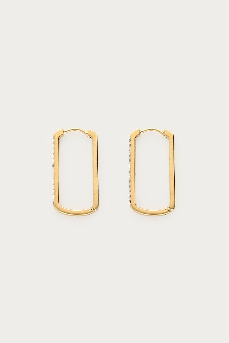 Earring square strass hoop big