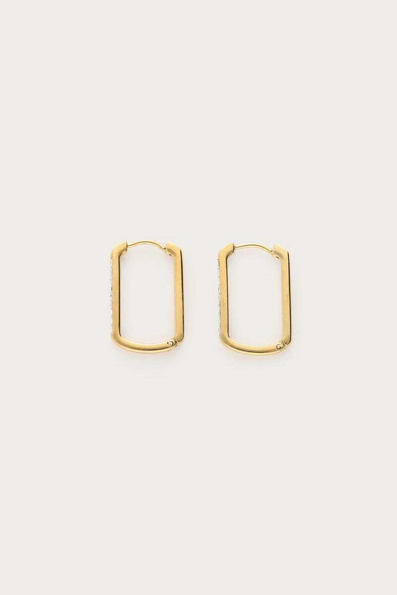 Earring square strass hoop midi