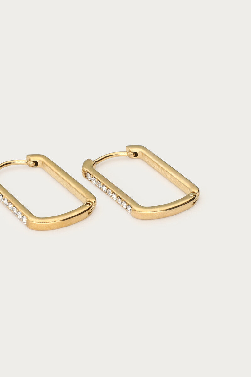 Earring square strass hoop midi