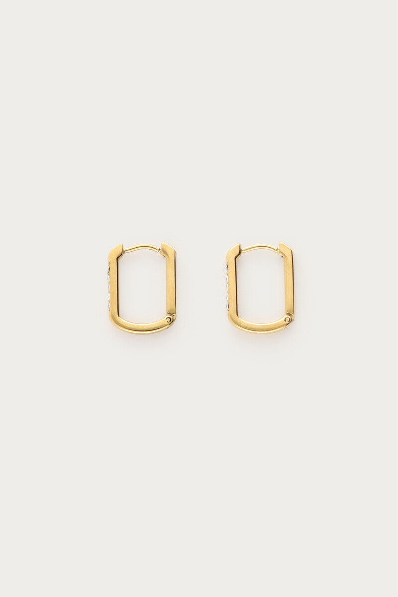 Earring square strass hoop mini