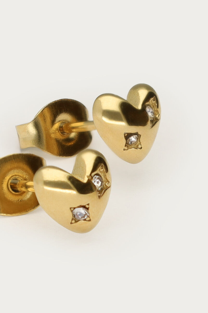 Earstud heart strass